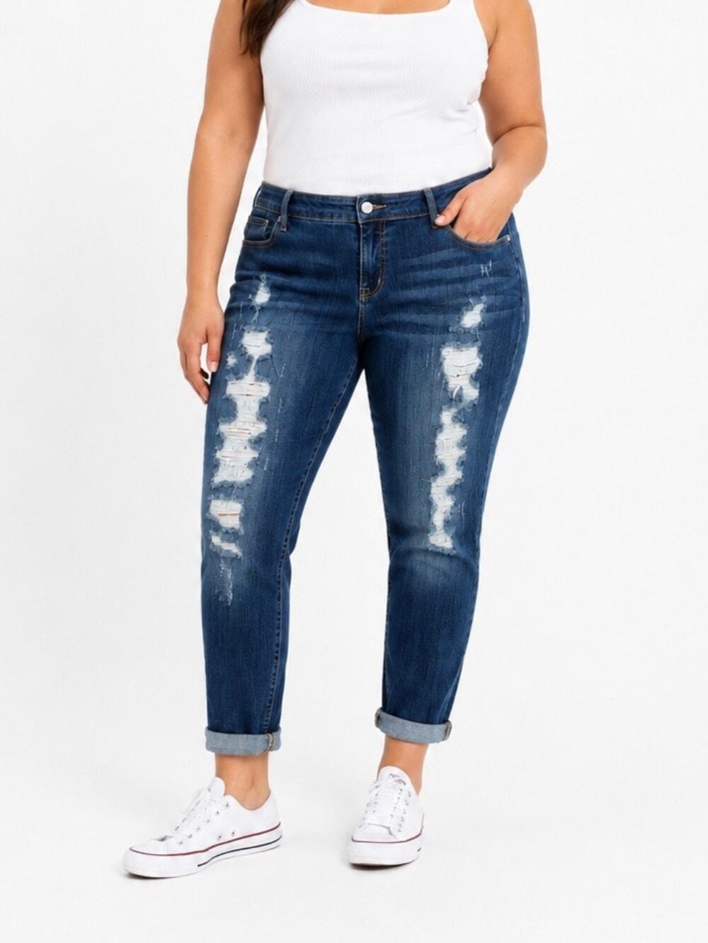 Torrid Premium Distressed Boyfriend Jeans Size 20 Medium Wash Plus Size Denim